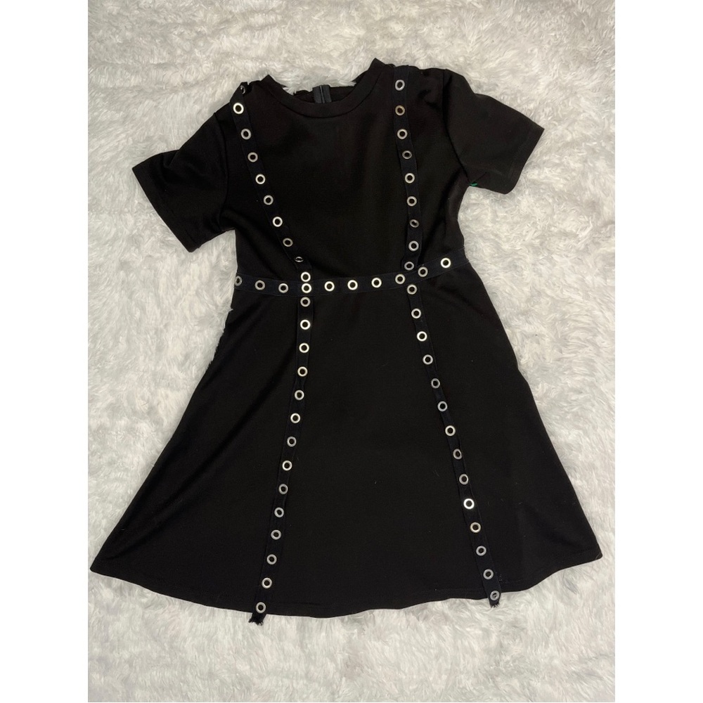 Black empire waist goth style mini skater dress size small